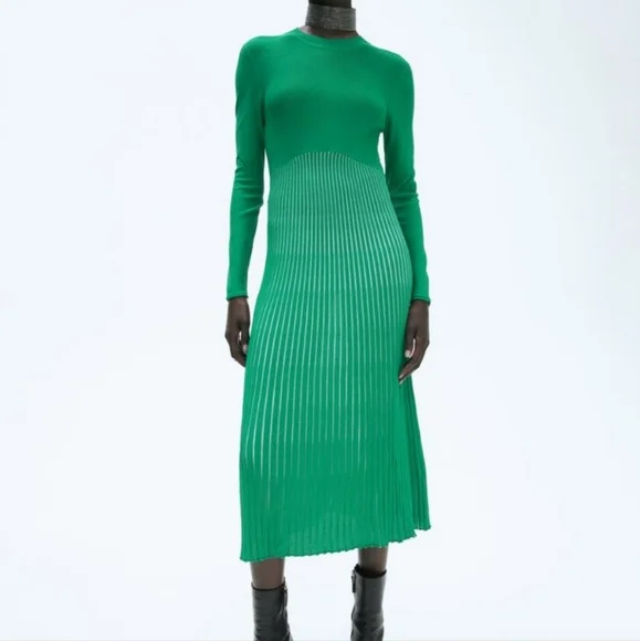 NWT ZARA | Pleated Midi Dress - Picture 7 of 10
